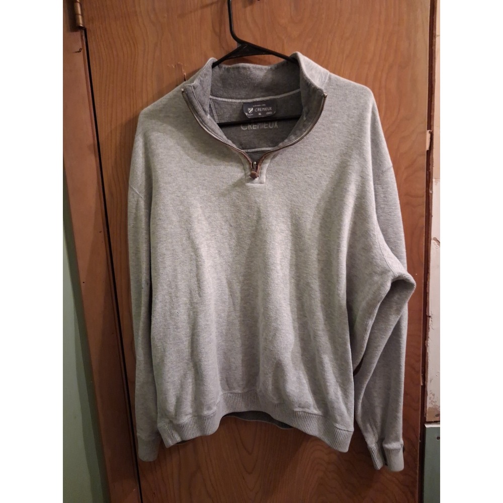 Mens Tear Away Lbel CREMIEUXX Xl 1/4 Zip Up Ggray Sweater With Elbo Pads
